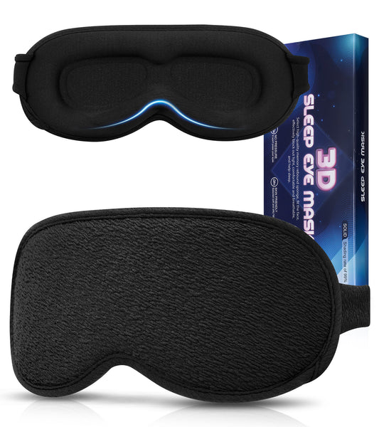 3D Contoured Sleep Mask - Innovative Anti-Freeze Memory Foam, Soft & Breathable Eye Mask, Machine Washable, Lightweight, Perfect Fit & Lash Protection for Deeper Sleep