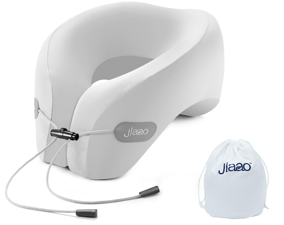 Neck Pillow Airplane with 360-Degree Head Support, Memory Foam 2-in-1 Travel Pillow, Portable Adjustable Neck Pillow for Airplane, Car, Train, Bus Trip and Home