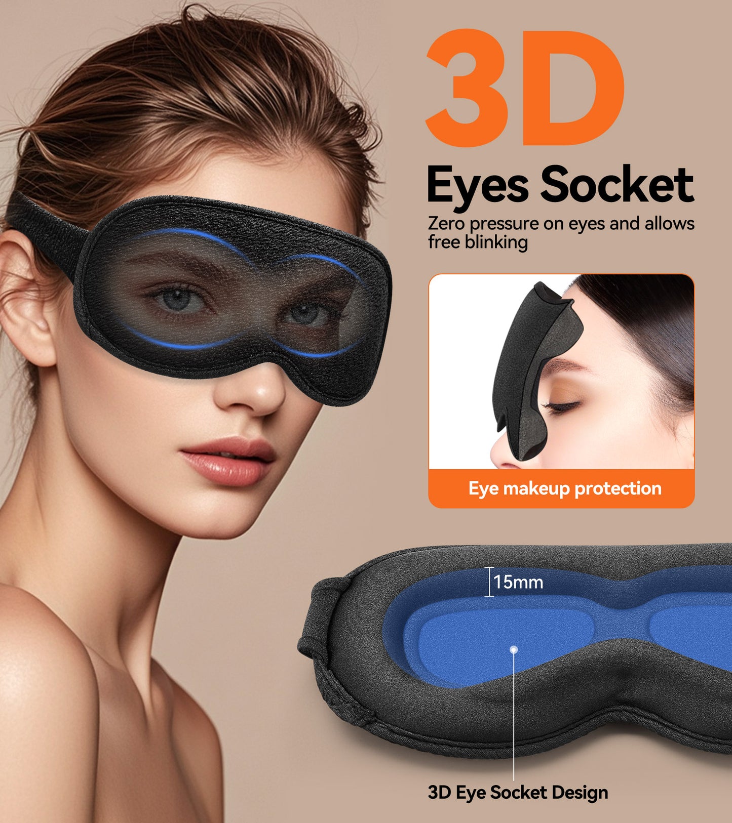 3D Contoured Sleep Mask - Innovative Anti-Freeze Memory Foam, Soft & Breathable Eye Mask, Machine Washable, Lightweight, Perfect Fit & Lash Protection for Deeper Sleep