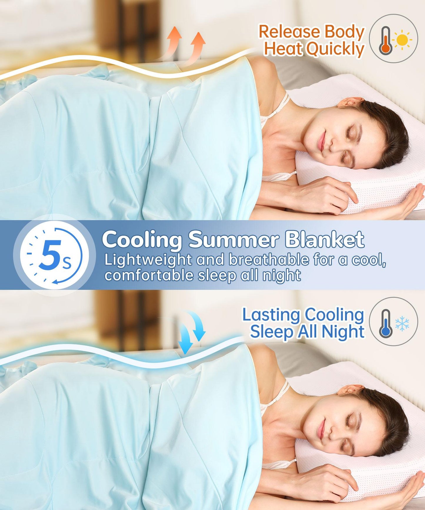 Cooling Comforter Full/Queen, Summer Cooling Blanket for Hot Sleepers, Breathable and Lightweight All Season Bedding for Night Sweats, Cooling Technology for Hot Nights