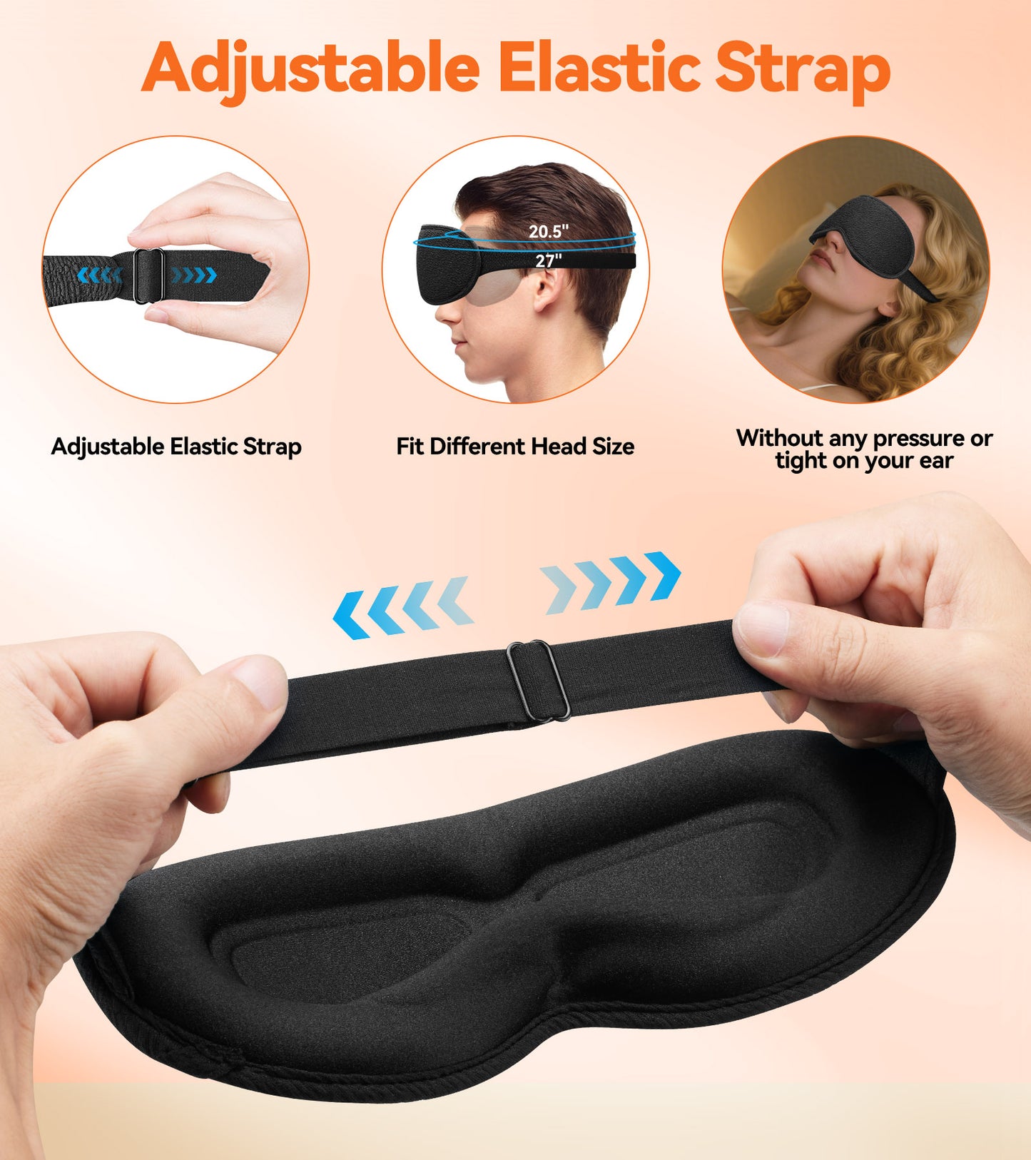 3D Contoured Sleep Mask - Innovative Anti-Freeze Memory Foam, Soft & Breathable Eye Mask, Machine Washable, Lightweight, Perfect Fit & Lash Protection for Deeper Sleep
