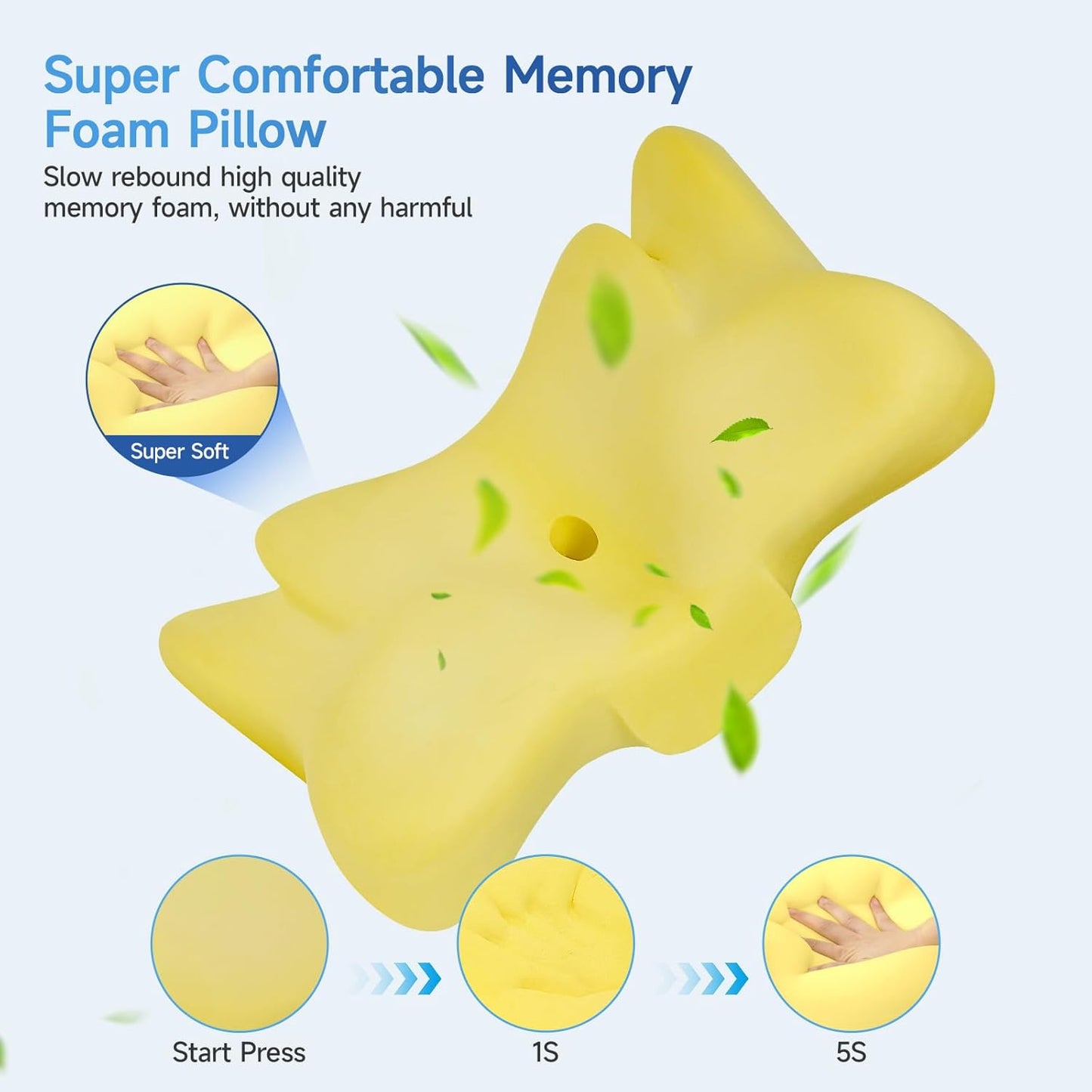 Cervical Pillow for Neck Pain Relief Sleeping, Adjustable Cervical Pillow Cozy Sleeping, Odorless Ergonomic Contour Memory Foam Pillows