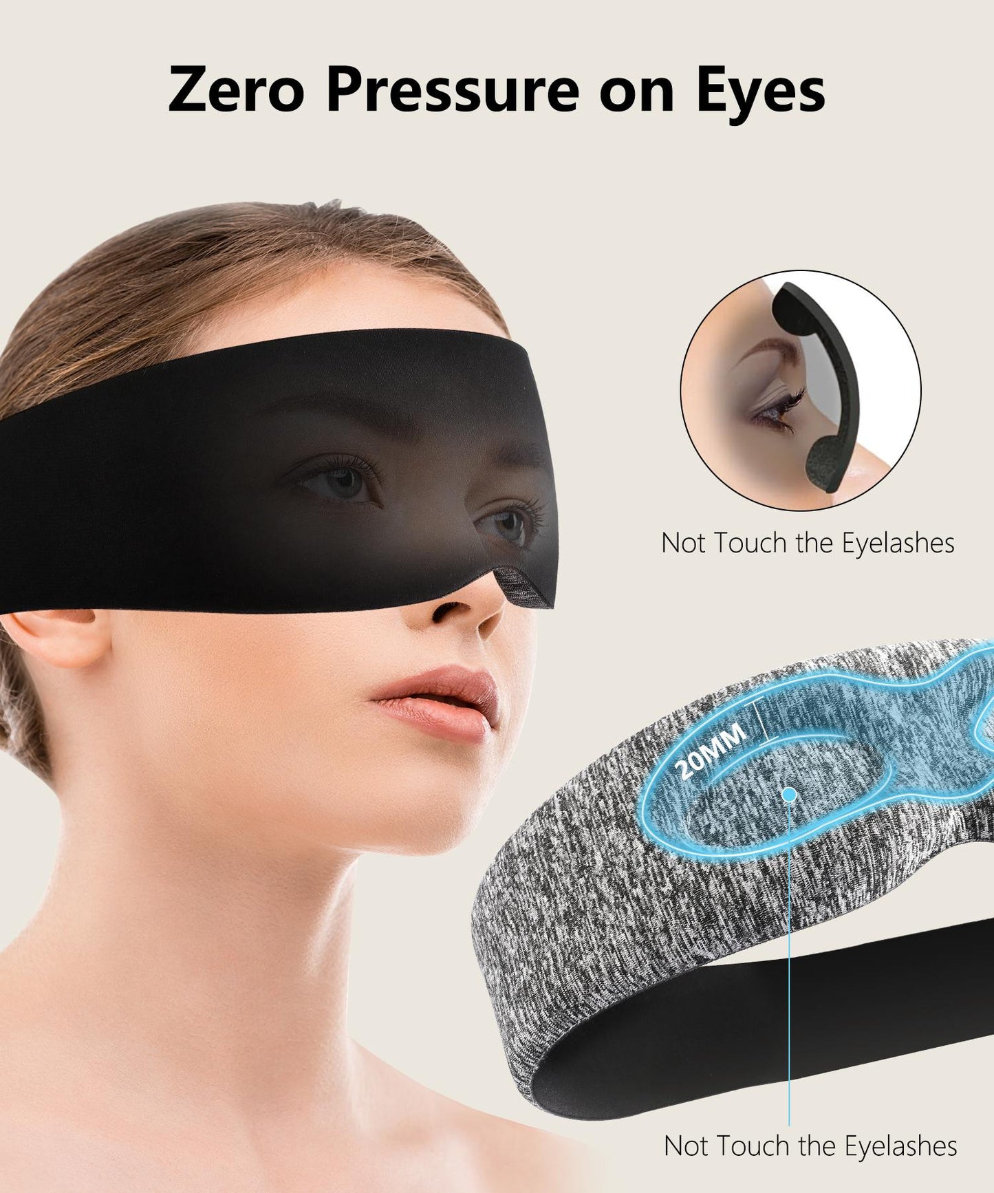 3D Contoured Sleep Mask - Innovative Anti-Freeze Memory Foam, Soft & Breathable Eye Mask, Machine Washable, Lightweight, Perfect Fit & Lash Protection for Deeper Sleep