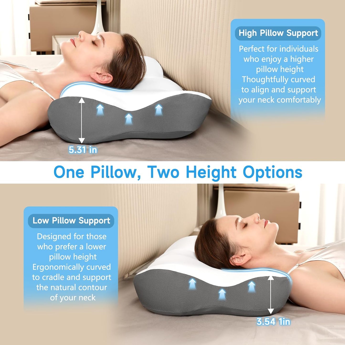 Ergonomic Dragonfly Pillow,Adjustable Ergonomic Memory Foam Pillow, Cervical Support Relieves neck and shoulder pain