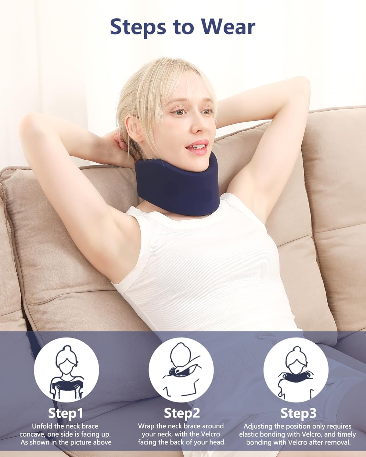 Neck Brace, Silicone Washable Upgrade, Cervical Collar for Neck Pain and Support, Soft Cervicorrect Neck Brace for Sleeping, Neck Tension Reliever