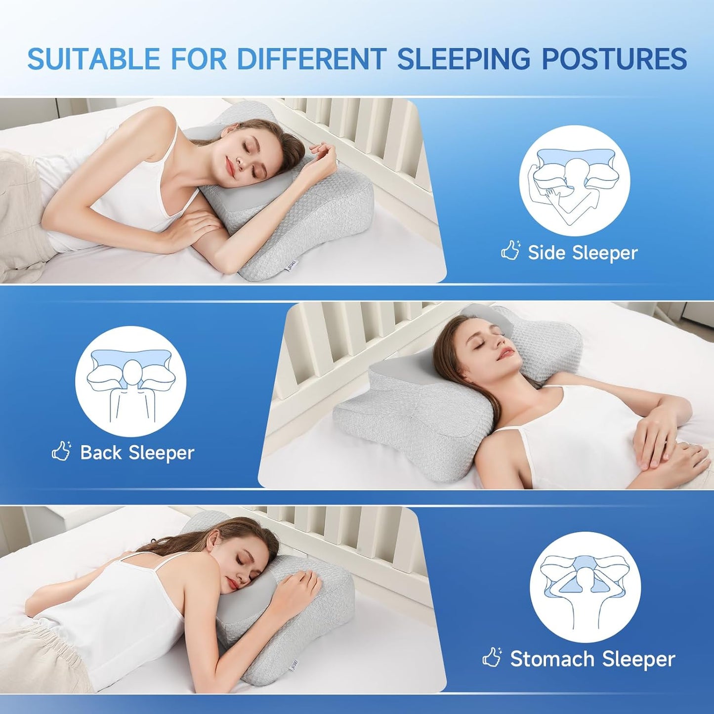 Cervical Pillow for Neck Pain Relief Sleeping, Adjustable Cervical Pillow Cozy Sleeping, Odorless Ergonomic Contour Memory Foam Pillows