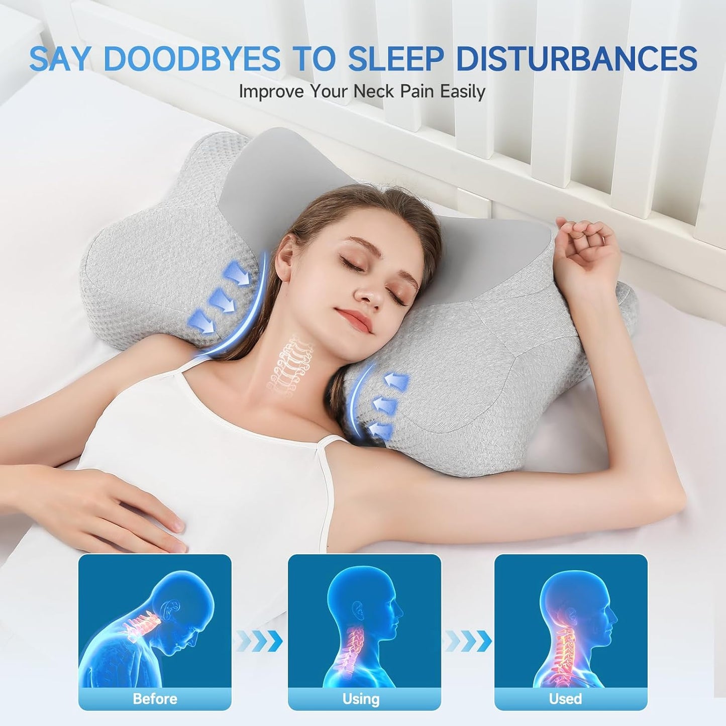 Cervical Pillow for Neck Pain Relief Sleeping, Adjustable Cervical Pillow Cozy Sleeping, Odorless Ergonomic Contour Memory Foam Pillows