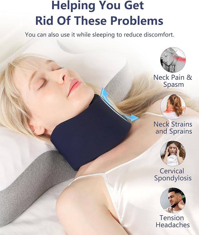Neck Brace, Silicone Washable Upgrade, Cervical Collar for Neck Pain and Support, Soft Cervicorrect Neck Brace for Sleeping, Neck Tension Reliever