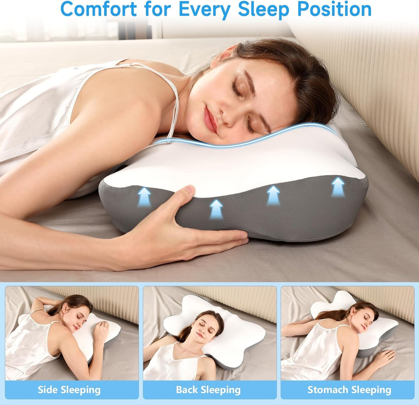 Ergonomic Dragonfly Pillow,Adjustable Ergonomic Memory Foam Pillow, Cervical Support Relieves neck and shoulder pain