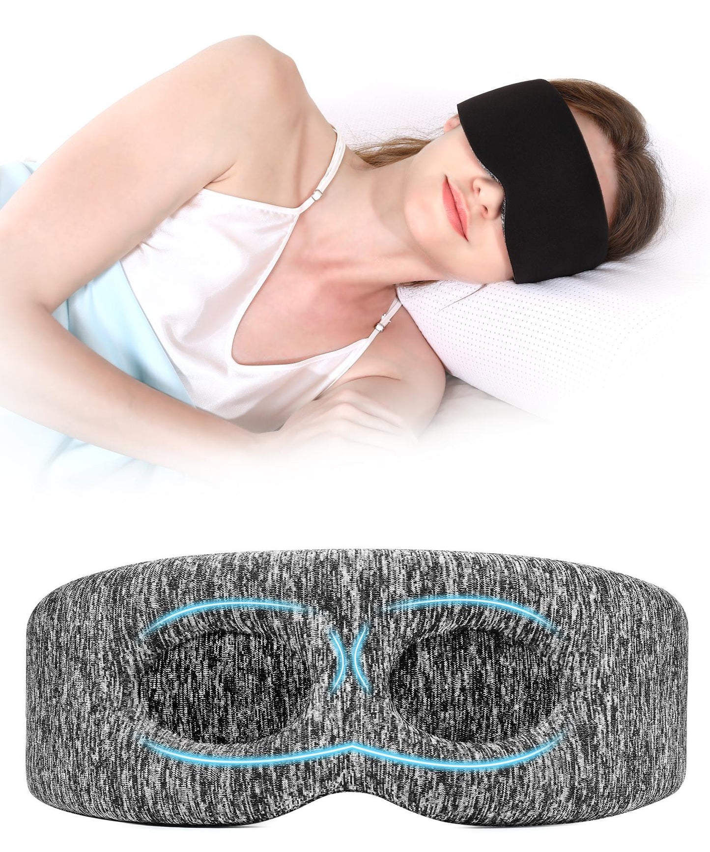 3D Contoured Sleep Mask - Innovative Anti-Freeze Memory Foam, Soft & Breathable Eye Mask, Machine Washable, Lightweight, Perfect Fit & Lash Protection for Deeper Sleep