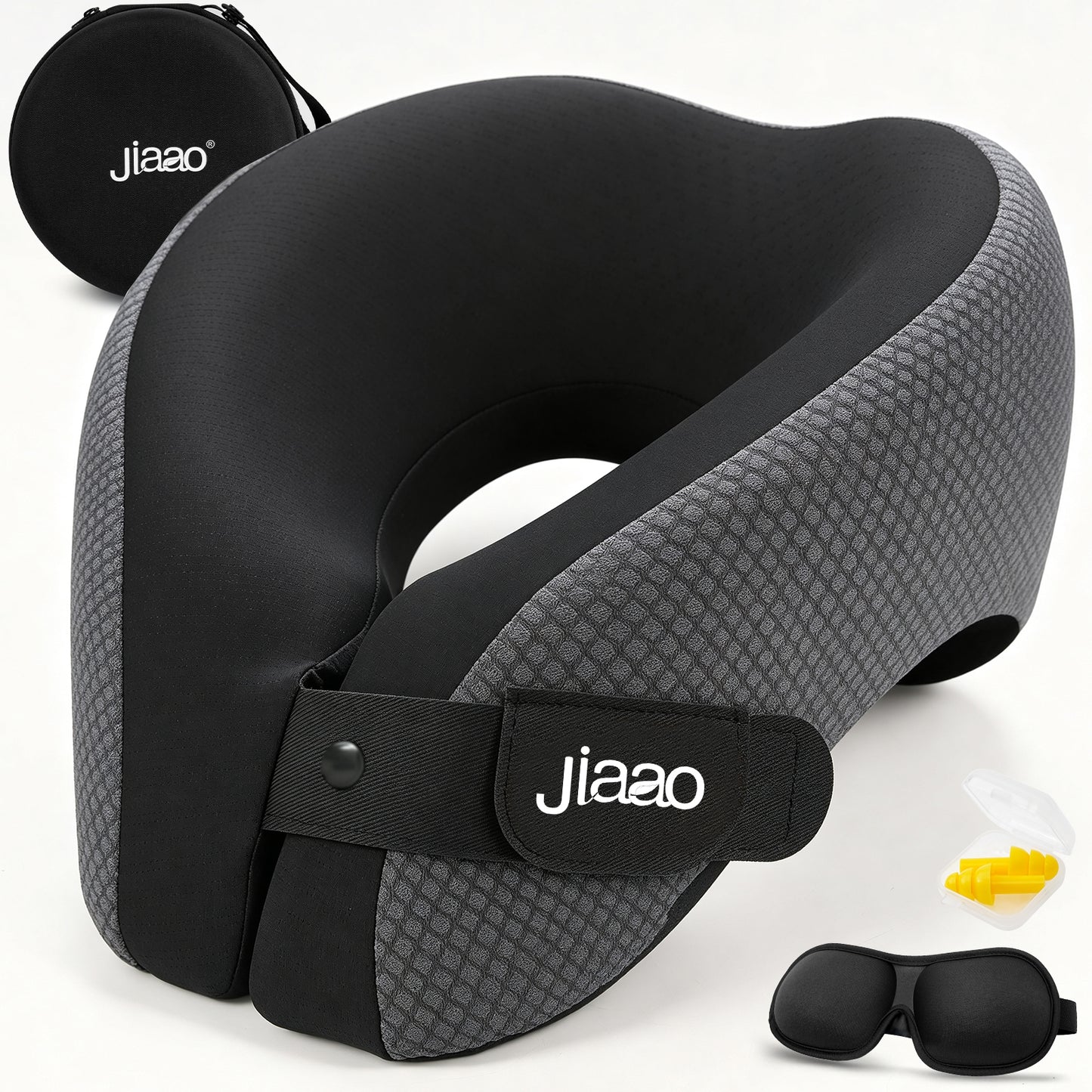 Travel Neck Pillow, Advanced Neck Support for International Flights, 3D Eye Masks, Ear Plugs and Storage Bag, Memory Foam U-Shaped Pillow for Travel, Sleep Rest, Trains, Road Trips