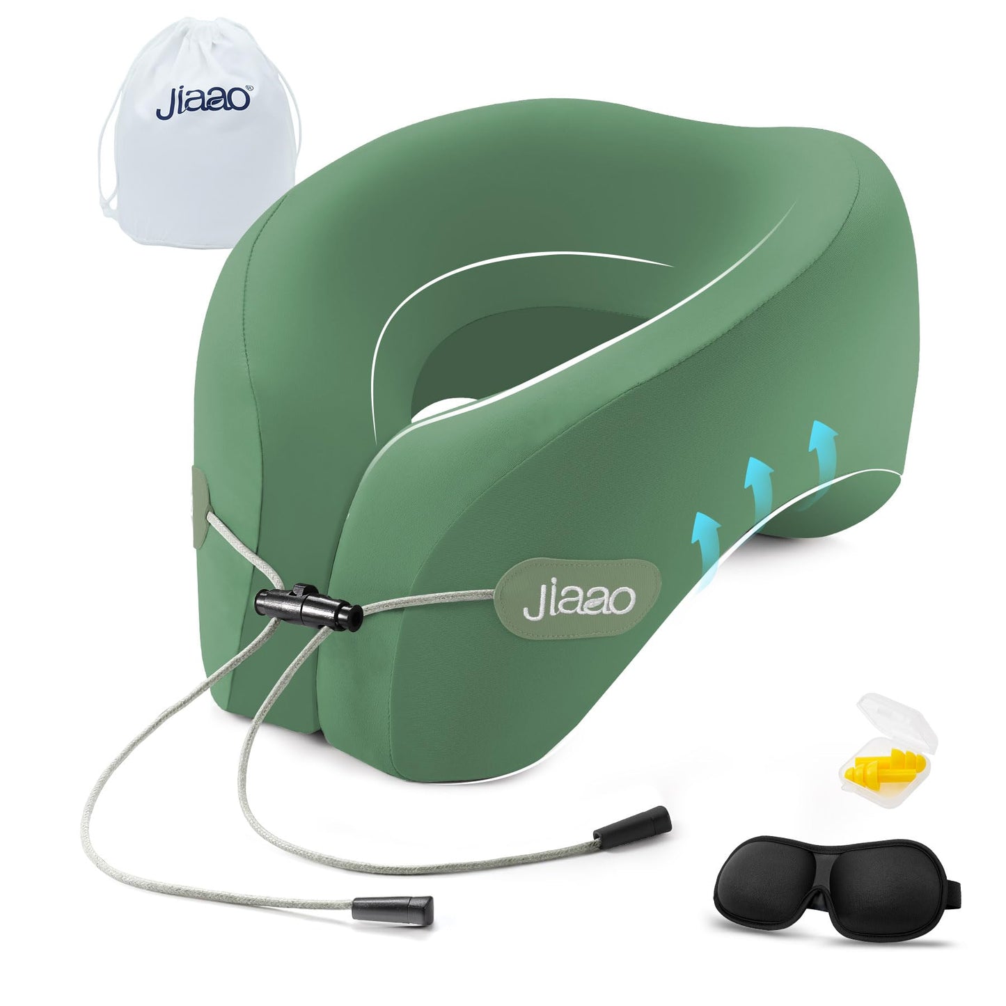 Neck Pillow Airplane with 360-Degree Head Support, Memory Foam 2-in-1 Travel Pillow, Portable Adjustable Neck Pillow for Airplane, Car, Train, Bus Trip and Home