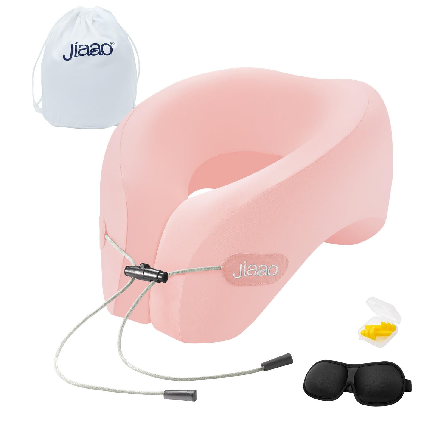 Neck Pillow Airplane with 360-Degree Head Support, Memory Foam 2-in-1 Travel Pillow, Portable Adjustable Neck Pillow for Airplane, Car, Train, Bus Trip and Home