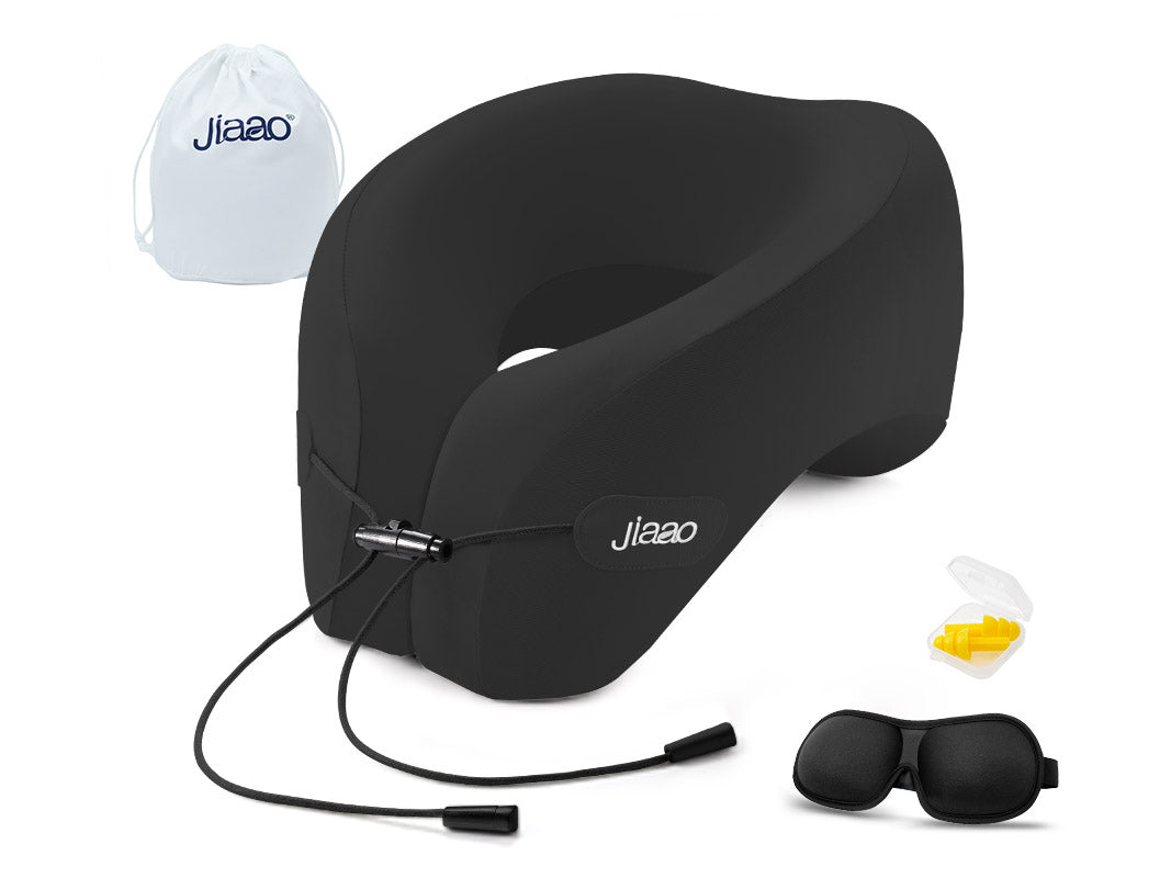 Neck Pillow Airplane with 360-Degree Head Support, Memory Foam 2-in-1 Travel Pillow, Portable Adjustable Neck Pillow for Airplane, Car, Train, Bus Trip and Home