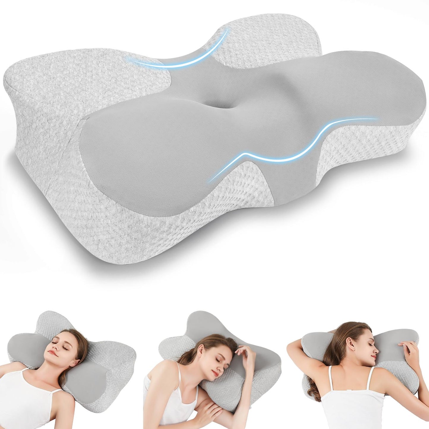 Memory Foam Neck Pillow with Breathable Case - Cervical Neck Pain Relief Pillow - Christmas Decorations 2025 pillow