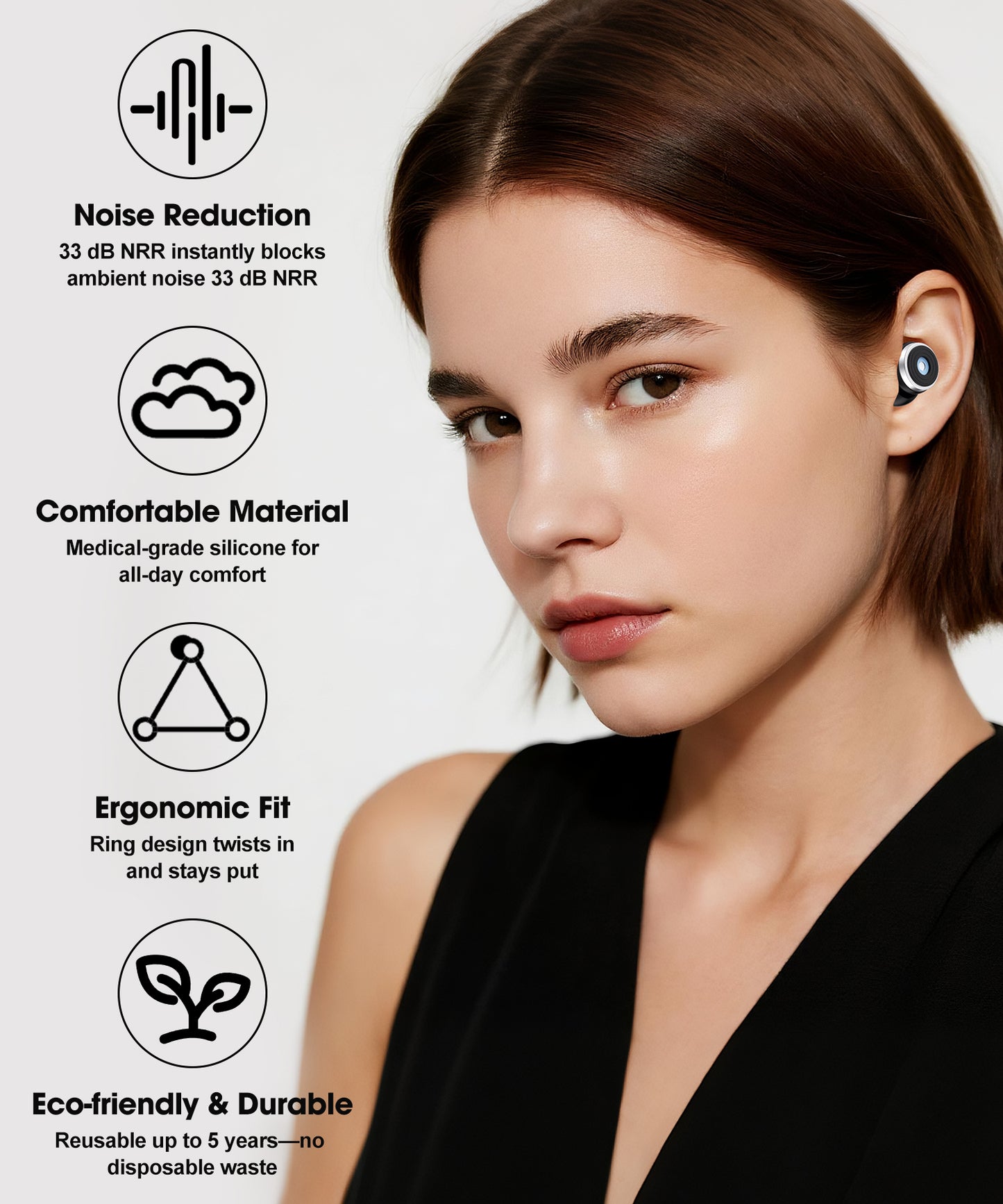 Ear Plugs for Sleeping, 30dB Noise Canceling Reusable Silicone Ear Plugs,8 Size Eartips with Portable Box, Perfect for Concerts,Snoring, Study, Sleep and Travel