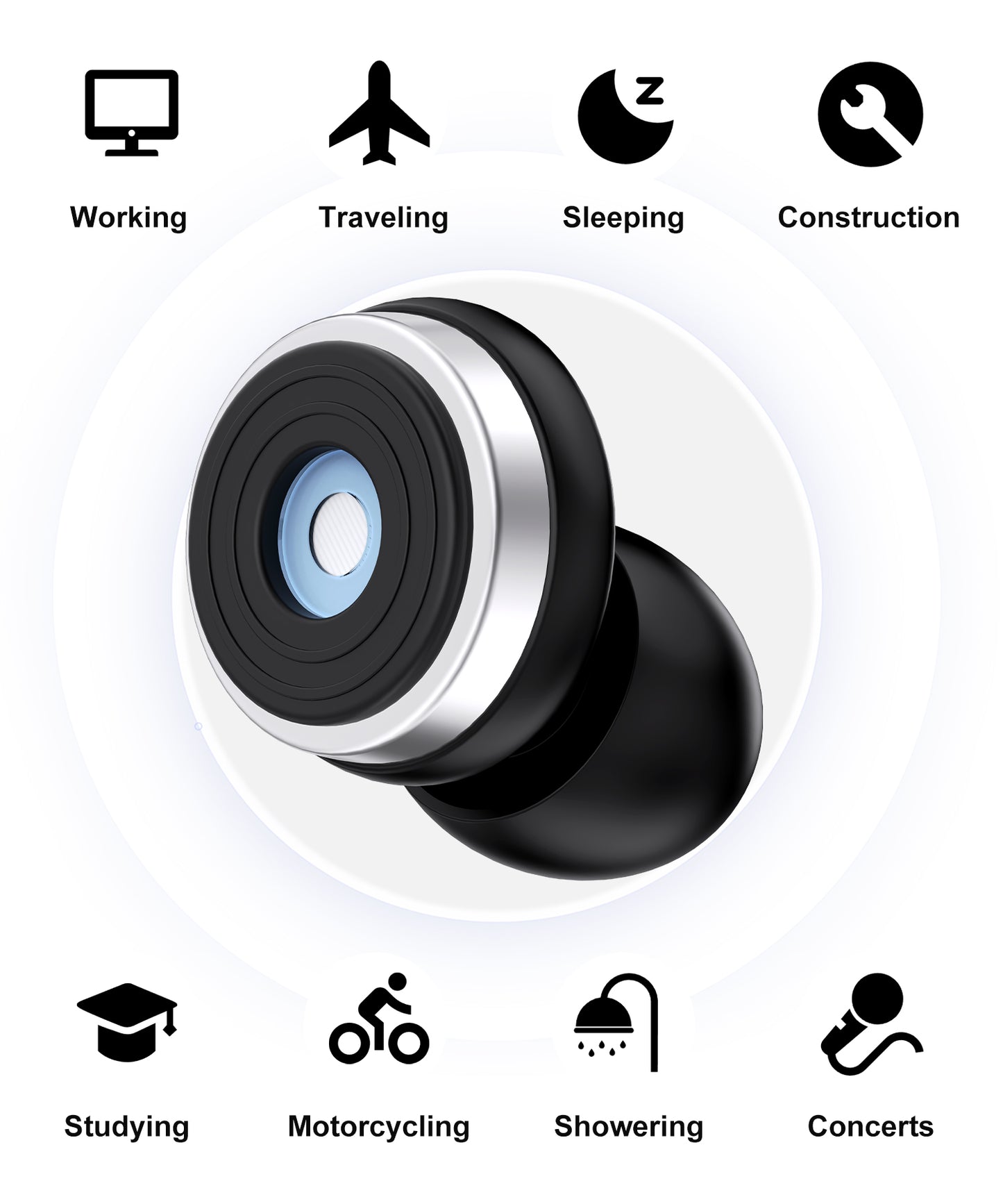 Ear Plugs for Sleeping, 30dB Noise Canceling Reusable Silicone Ear Plugs,8 Size Eartips with Portable Box, Perfect for Concerts,Snoring, Study, Sleep and Travel