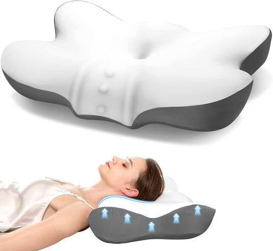 Ergonomic Dragonfly Pillow，Adjustable Ergonomic Memory Foam Pillow, Cervical Support Relieves neck and shoulder pain