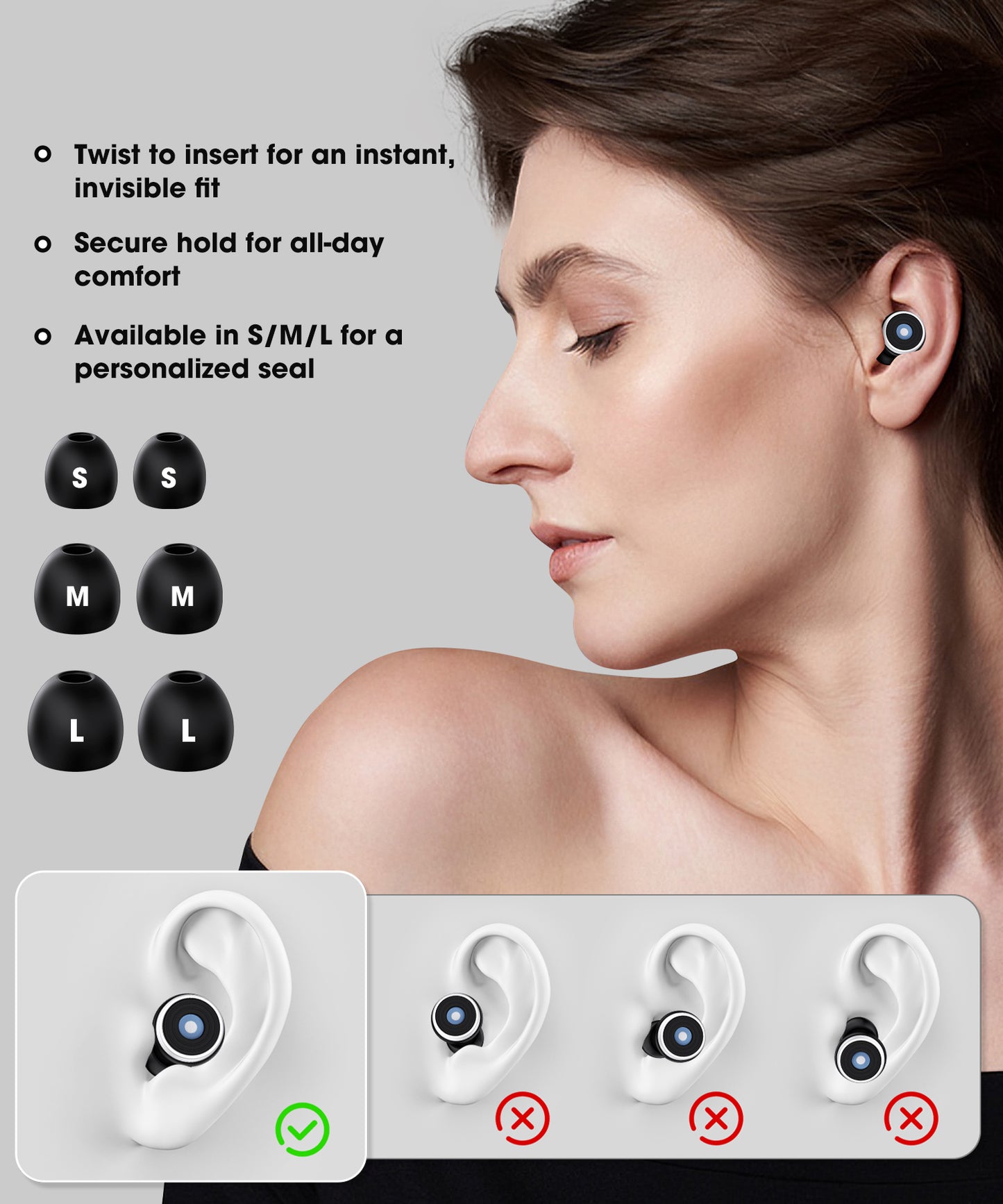 Ear Plugs for Sleeping, 30dB Noise Canceling Reusable Silicone Ear Plugs,8 Size Eartips with Portable Box, Perfect for Concerts,Snoring, Study, Sleep and Travel