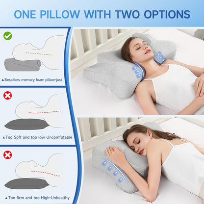 Cervical Pillow for Neck Pain Relief Sleeping, Adjustable Cervical