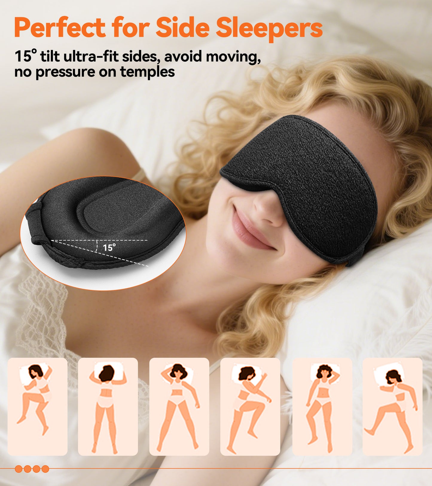 3D Contoured Sleep Mask - Innovative Anti-Freeze Memory Foam, Soft & Breathable Eye Mask, Machine Washable, Lightweight, Perfect Fit & Lash Protection for Deeper Sleep