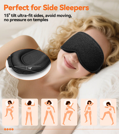 3D Contoured Sleep Mask - Innovative Anti-Freeze Memory Foam, Soft & Breathable Eye Mask, Machine Washable, Lightweight, Perfect Fit & Lash Protection for Deeper Sleep