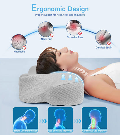 Cervical Memory Foam Contour Pillows for Neck and Shoulder Pain - Soft Comfortable Neck Support Pillow pillow headboard pillow