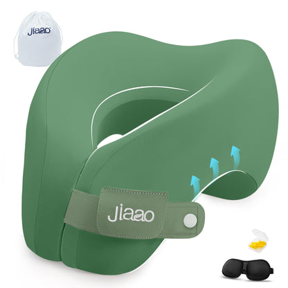 Travel Neck Pillow, Advanced Neck Support for International Flights, 3D Eye Masks, Ear Plugs and Storage Bag, Memory Foam U-Shaped Pillow for Travel, Sleep Rest, Trains, Road Trips