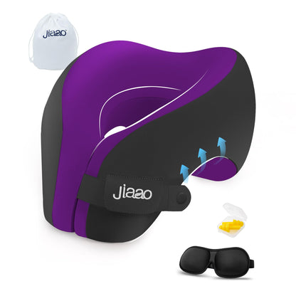 Travel Neck Pillow, Advanced Neck Support for International Flights, 3D Eye Masks, Ear Plugs and Storage Bag, Memory Foam U-Shaped Pillow for Travel, Sleep Rest, Trains, Road Trips